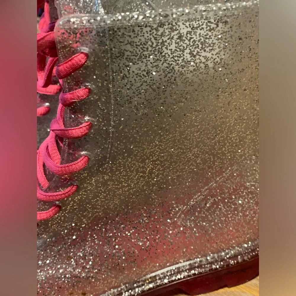 Wonder Nation Clear Sparkle Lace-Up Rain Boot